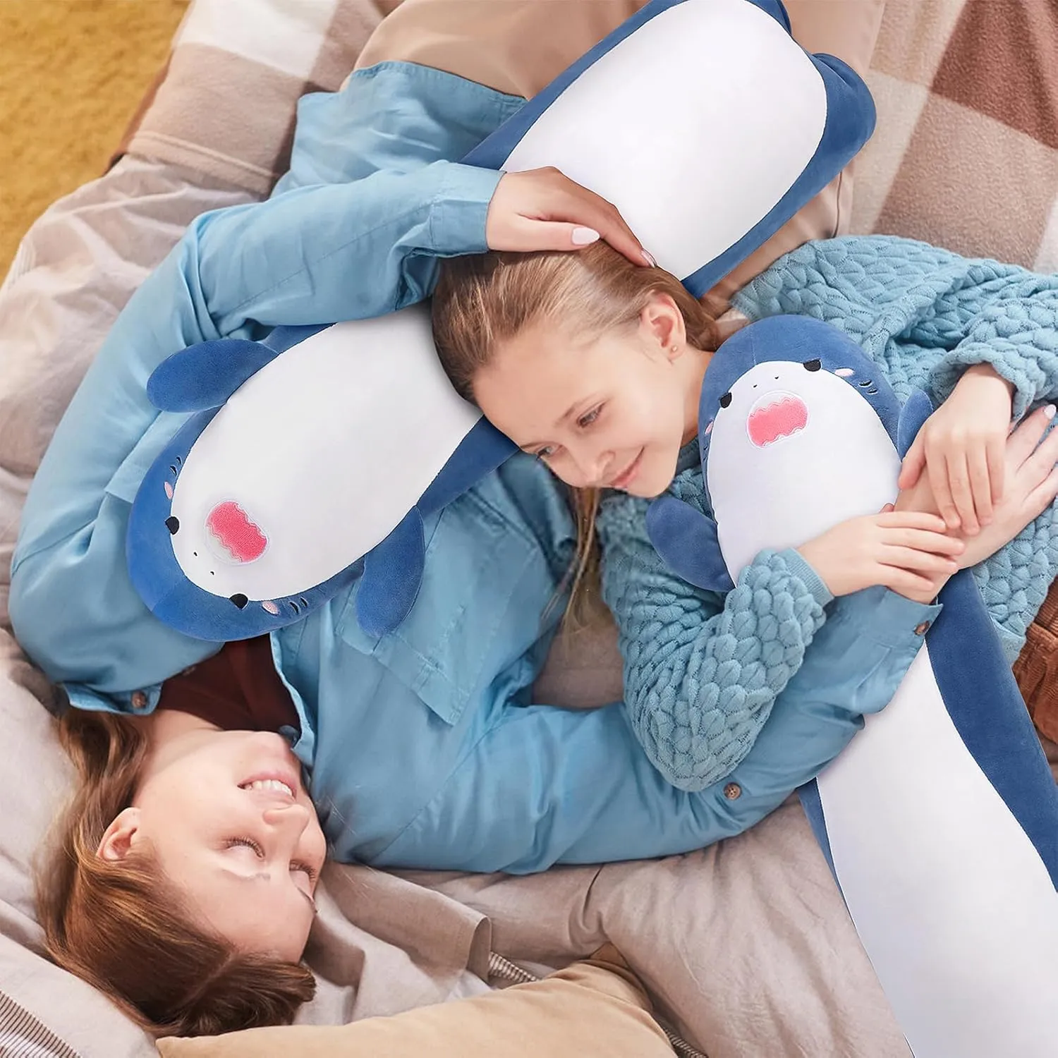 Toys,Cuddly Sleeping Hugging Pillows, Soft Giant Body Pillow,Shark Plushy Gift at Birthday Kids Adults Large Shark Plush,33.5" Cute Plushies herbaceous brass stratification Long Shark Stuffed Animal,Weighted Shark Plush 