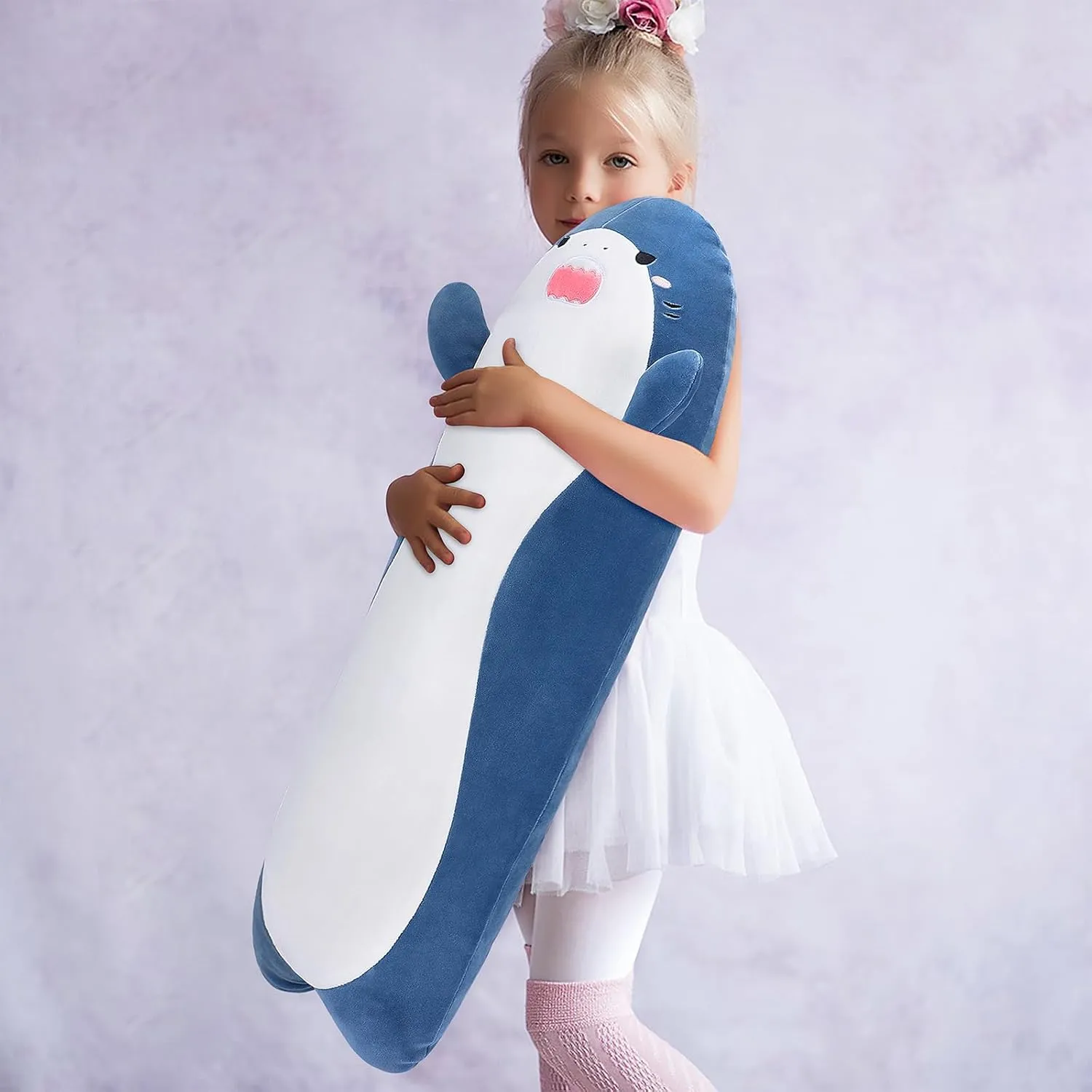 Toys,Cuddly Sleeping Hugging Pillows, Soft Giant Body Pillow,Shark Plushy Gift at Birthday Kids Adults Large Shark Plush,33.5" Cute Plushies herbaceous brass stratification Long Shark Stuffed Animal,Weighted Shark Plush 