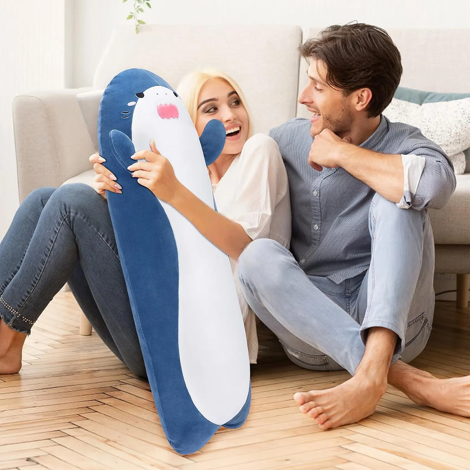 Toys,Cuddly Sleeping Hugging Pillows, Soft Giant Body Pillow,Shark Plushy Gift at Birthday Kids Adults Large Shark Plush,33.5" Cute Plushies herbaceous brass stratification Long Shark Stuffed Animal,Weighted Shark Plush 