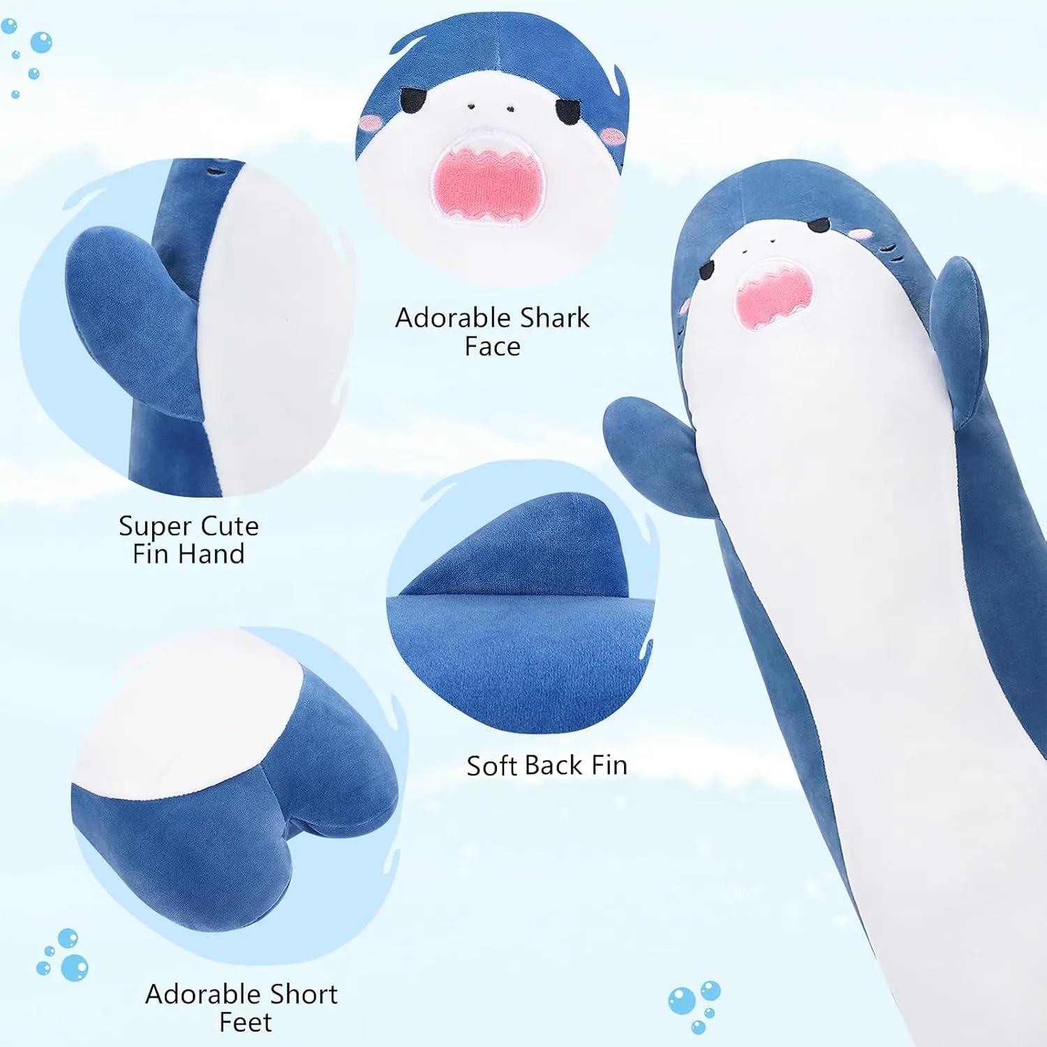 Toys,Cuddly Sleeping Hugging Pillows, Soft Giant Body Pillow,Shark Plushy Gift at Birthday Kids Adults Large Shark Plush,33.5" Cute Plushies herbaceous brass stratification Long Shark Stuffed Animal,Weighted Shark Plush 