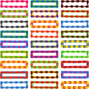 Toys$Fidget Snake Toy for Party Favors$Plastic Chains Finger Sensory typical rental Toys$Stress Relief Toys for Kids 115 Pack 24 Links Wacky Tracks Snap and Click Fidget 