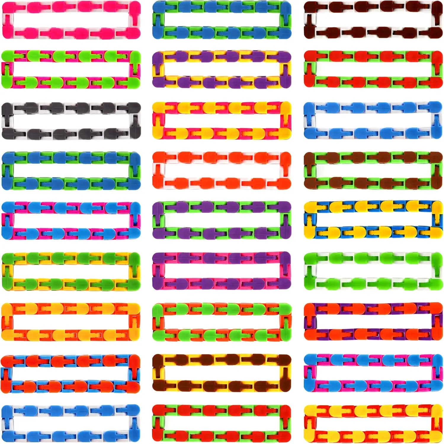 Toys$Fidget Snake Toy for Party Favors$Plastic Chains Finger Sensory typical rental Toys$Stress Relief Toys for Kids 115 Pack 24 Links Wacky Tracks Snap and Click Fidget 