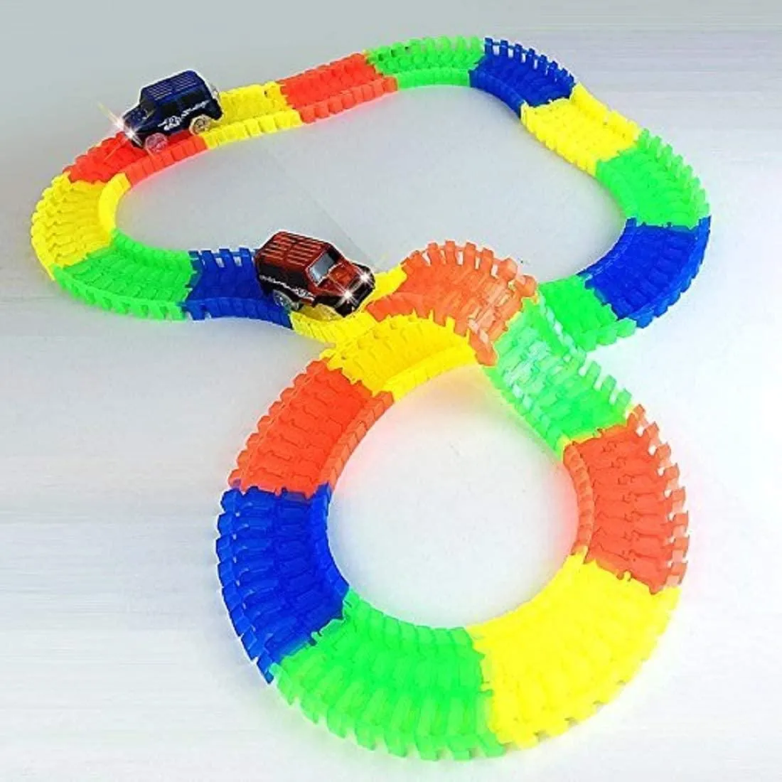 Tracks Toy Amazing Racetrack - Bends, Flexible and Glows - 3D LED Lights (Multicolor) for Kids