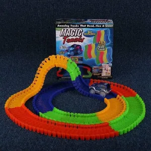 Tracks Toy Amazing Racetrack - Bends, Flexible and Glows - 3D LED Lights (Multicolor) for Kids