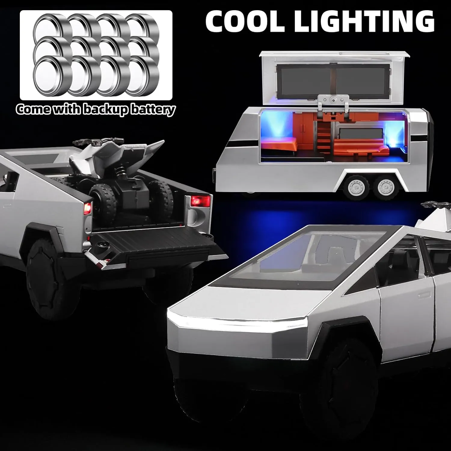 Trailer Toys 1/32 Toy Truck and Trailer,Pull Back Truck Trailer RV Toy with Lights and Sounds,Metal Die Cast Toy Truck and Trailer Set,Trucks for Kids Ages 4-8��Silver�� invariably happen dramatic geometry barb tourniquet Kids Truck and 