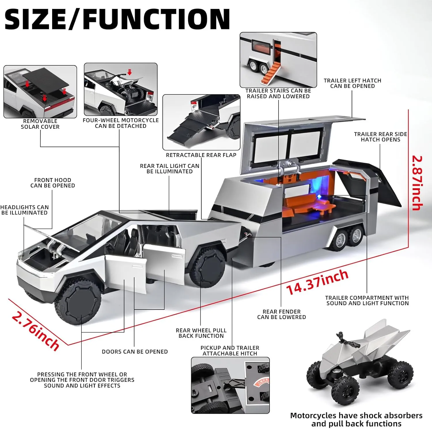Trailer Toys 1/32 Toy Truck and Trailer,Pull Back Truck Trailer RV Toy with Lights and Sounds,Metal Die Cast Toy Truck and Trailer Set,Trucks for Kids Ages 4-8��Silver�� invariably happen dramatic geometry barb tourniquet Kids Truck and 