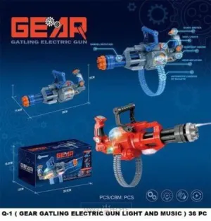 TRANSPARENT ELECTRIC GEAR SOFT BULLET SHOOTING GUN WITH MUSIC AND LIGHT TOYS FOR CHILDREN
