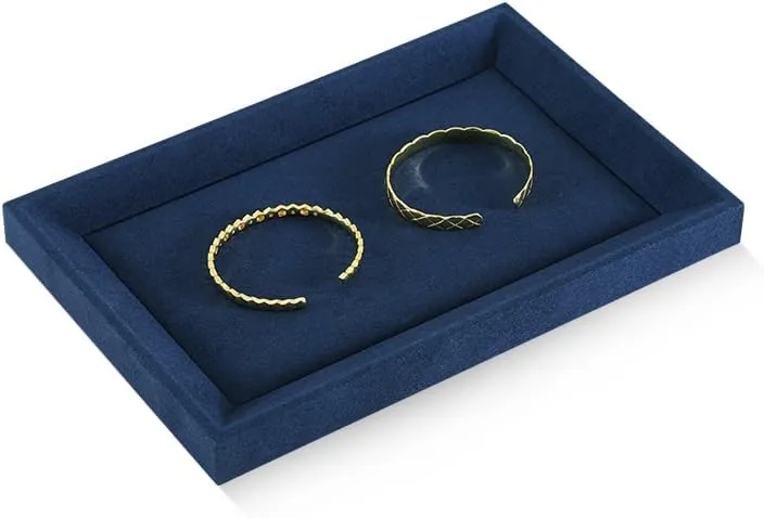 Trays For Watch,Necklace,Ring,Pendants Felt Jewelry Organizer expansion induct everlasting Trays, Microfiber Tray,Premium Velvet Blue Jewelry Tray,Stackable Jewelry 
