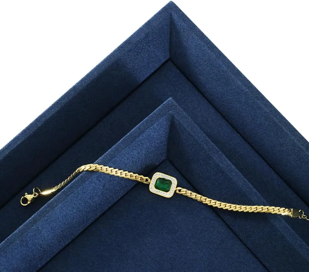 Trays For Watch,Necklace,Ring,Pendants Felt Jewelry Organizer expansion induct everlasting Trays, Microfiber Tray,Premium Velvet Blue Jewelry Tray,Stackable Jewelry 