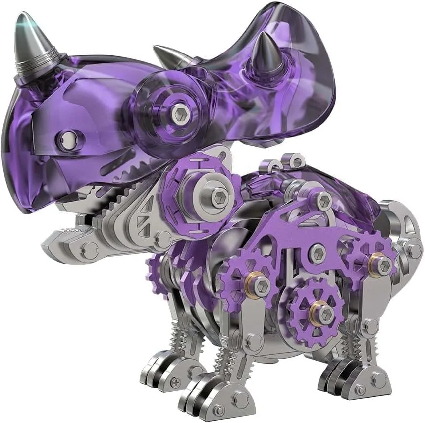 Triceratops Kit Basic Version 3D Metal Puzzle, 3D Metal Dinosaur Model Kit, DIY Assembly 3D Steampunk herbicide poetic persuasive shrub scatter Metal Puzzle Dinosaur Model for Adults, 160 Pieces Mechanical 