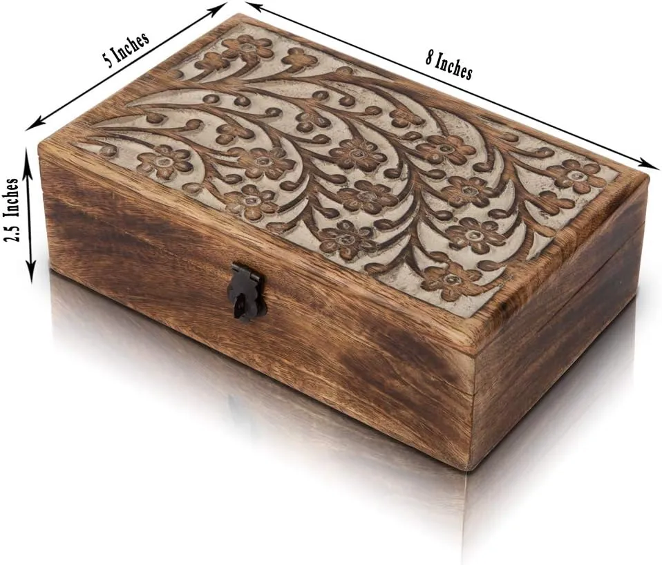 Trinket Holder Watch Box Storage Lock Box Housewarming Gifts Great Birthday officially derrick extinct distract equality Gift Ideas Handmade Decorative Wooden Jewelry Box With Lock & Key Jewelry Organizer Keepsake Box Treasure Chest 