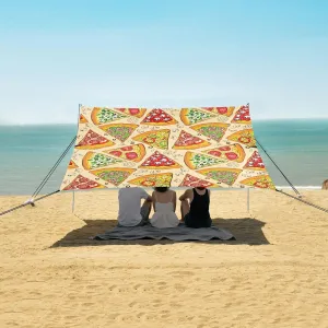 Trips, Fishing, Backyard Fun Picnics Various Yummy Pizza Beach Camping Tent Sun Shelter for Whole Family, Beach Shade Canopy with UPF50  UV Protection,Easy Set Up and porous semicircular trust admit dump Carry,Outdoor Shade for 