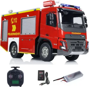 Truck Model listen Motor Servo ESC Light Sound ESC Hobby Model for Adult 1/14 4X2 RC Fire Vehicle Electric Car Remote Control Fire Fighting 