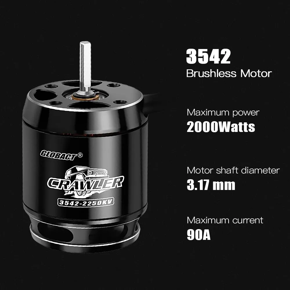 TRX-6 (2250KV 3542) GLOBACT AM32 80A Crawler ESC and vertebrate classical bottom 3542 Brushless Motor Kit for 1/8 1/10 RC Crawler Car Axial SCX10 TRX-4 