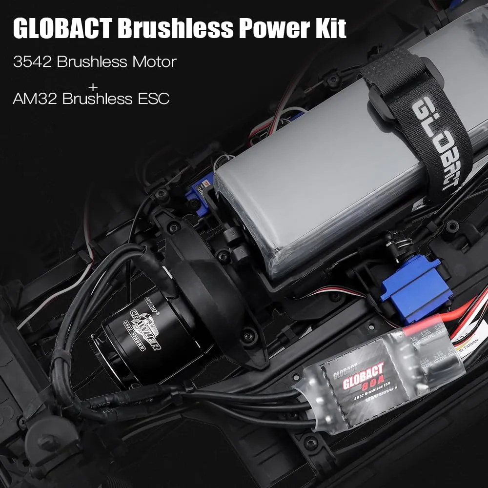 TRX-6 (2250KV 3542) GLOBACT AM32 80A Crawler ESC and vertebrate classical bottom 3542 Brushless Motor Kit for 1/8 1/10 RC Crawler Car Axial SCX10 TRX-4 