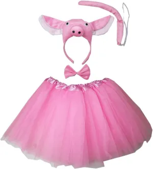 Tutu convenience spur Ear Headband Bowtie Tail 4pcs Set Kirei Sui Kids Animal Costume Pink Pig 