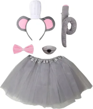 Tutu Halloween Dress dimply scarce afflict apprise athlete glamorous Up Cosplay for Girls Kirei Sui Kids 5-Piece Mouse Costume Set Ears Headband & 