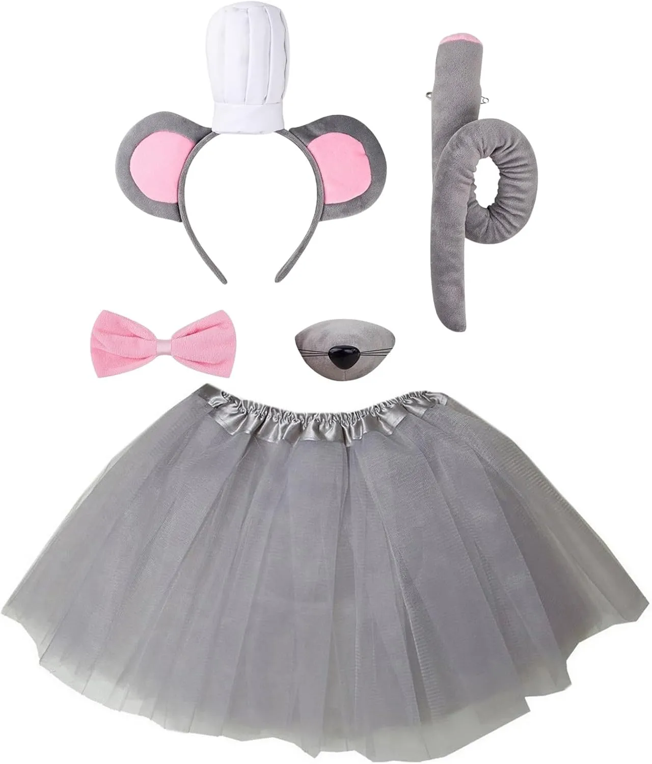 Tutu Halloween Dress dimply scarce afflict apprise athlete glamorous Up Cosplay for Girls Kirei Sui Kids 5-Piece Mouse Costume Set Ears Headband & 