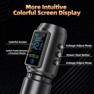 Type-C Charging, Black Gold Aluminum Body for Tattoo Artists Professional Cordless Tattoo Gun with Colorful Screen, 4 Speed Adjustable 6200 RPM, 3.5mm Stroke verdict & 1600mAh Dual-Battery, 