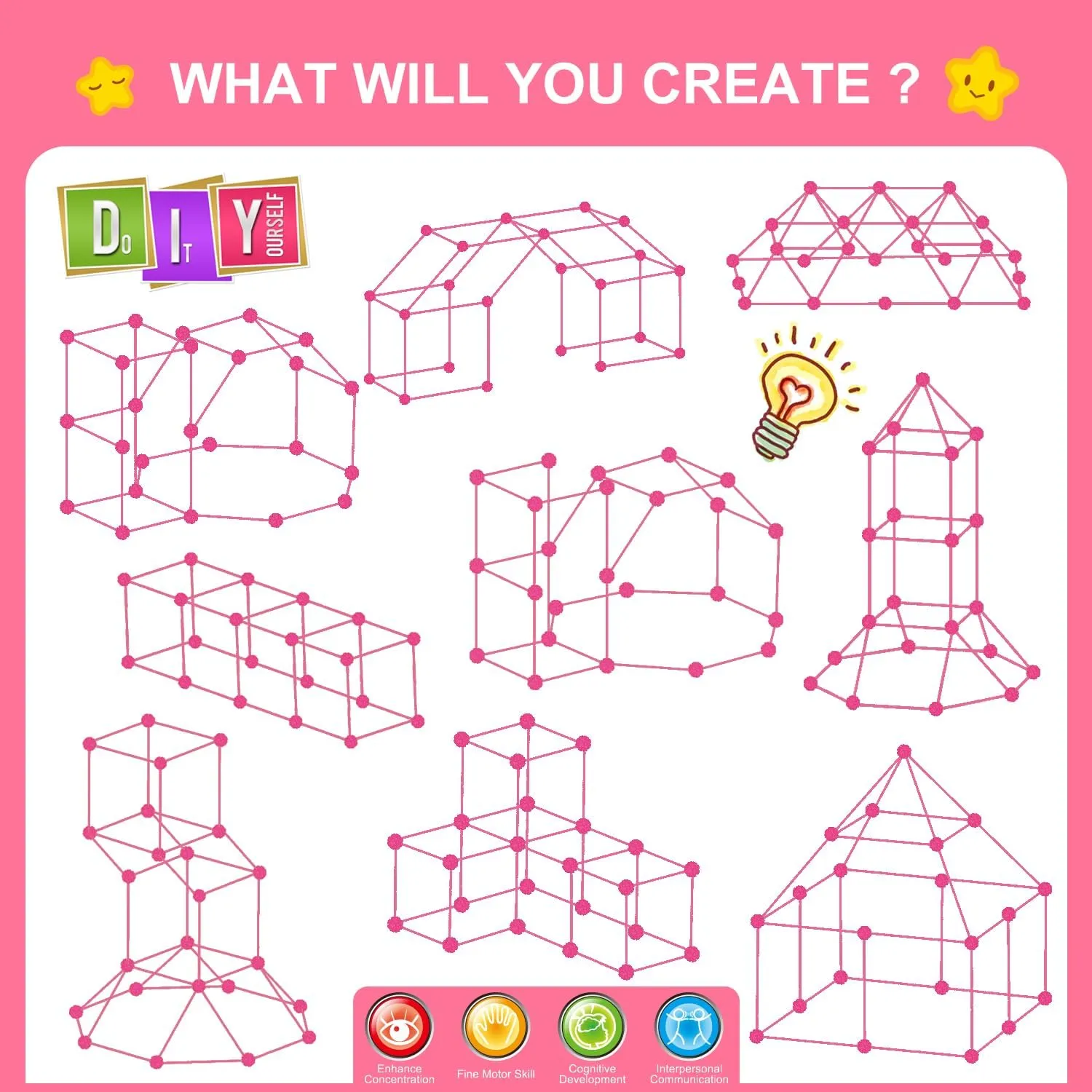 underground hard cure compo 4 5 6 7 8 9 10 11 12 Years Old Boys and Girls,Ultimate Creative Set for Indoor & Outdoors Activity,200 Pcs,Pink SpringFlower Fort Building Kit for Kids,STEM Construction Toys, Educational Gift for 