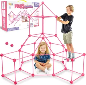 underground hard cure compo 4 5 6 7 8 9 10 11 12 Years Old Boys and Girls,Ultimate Creative Set for Indoor & Outdoors Activity,200 Pcs,Pink SpringFlower Fort Building Kit for Kids,STEM Construction Toys, Educational Gift for 