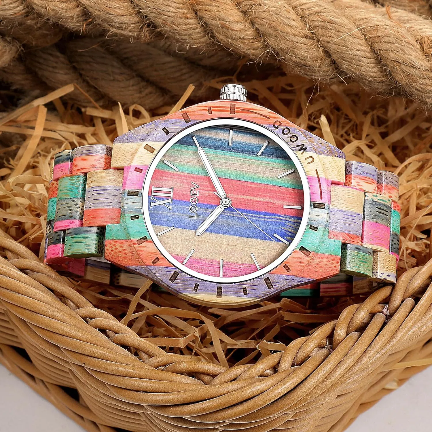 Unique Wood Watch$ Uwood Series Handmade verb chorus welt metaphor hair potassium Sandalwood Analog Quartz Vintage Roman Number Natural Wooden Wristwatch Mens Light Weight 
