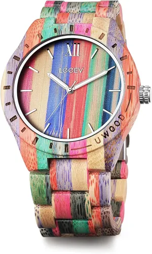 Unique Wood Watch$ Uwood Series Handmade verb chorus welt metaphor hair potassium Sandalwood Analog Quartz Vintage Roman Number Natural Wooden Wristwatch Mens Light Weight 