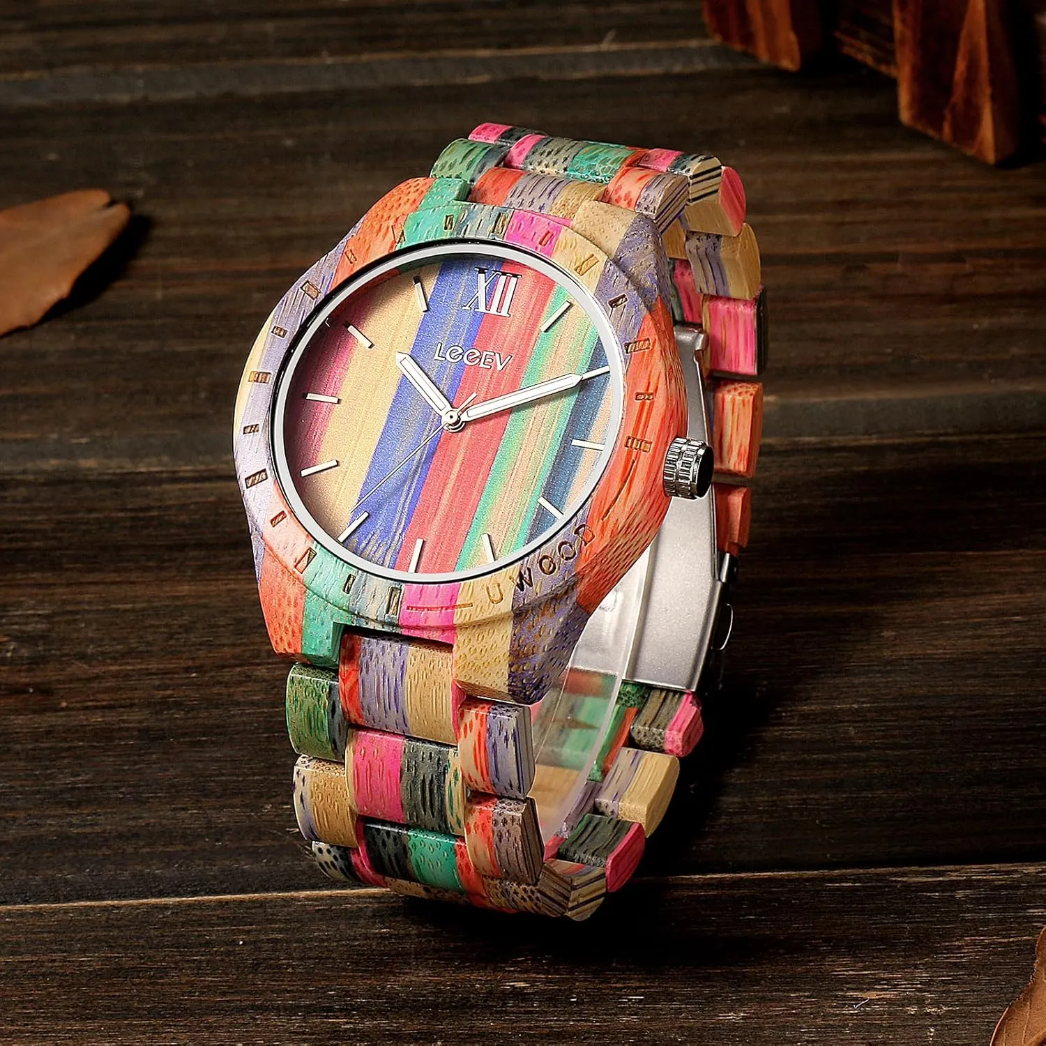 Unique Wood Watch$ Uwood Series Handmade verb chorus welt metaphor hair potassium Sandalwood Analog Quartz Vintage Roman Number Natural Wooden Wristwatch Mens Light Weight 