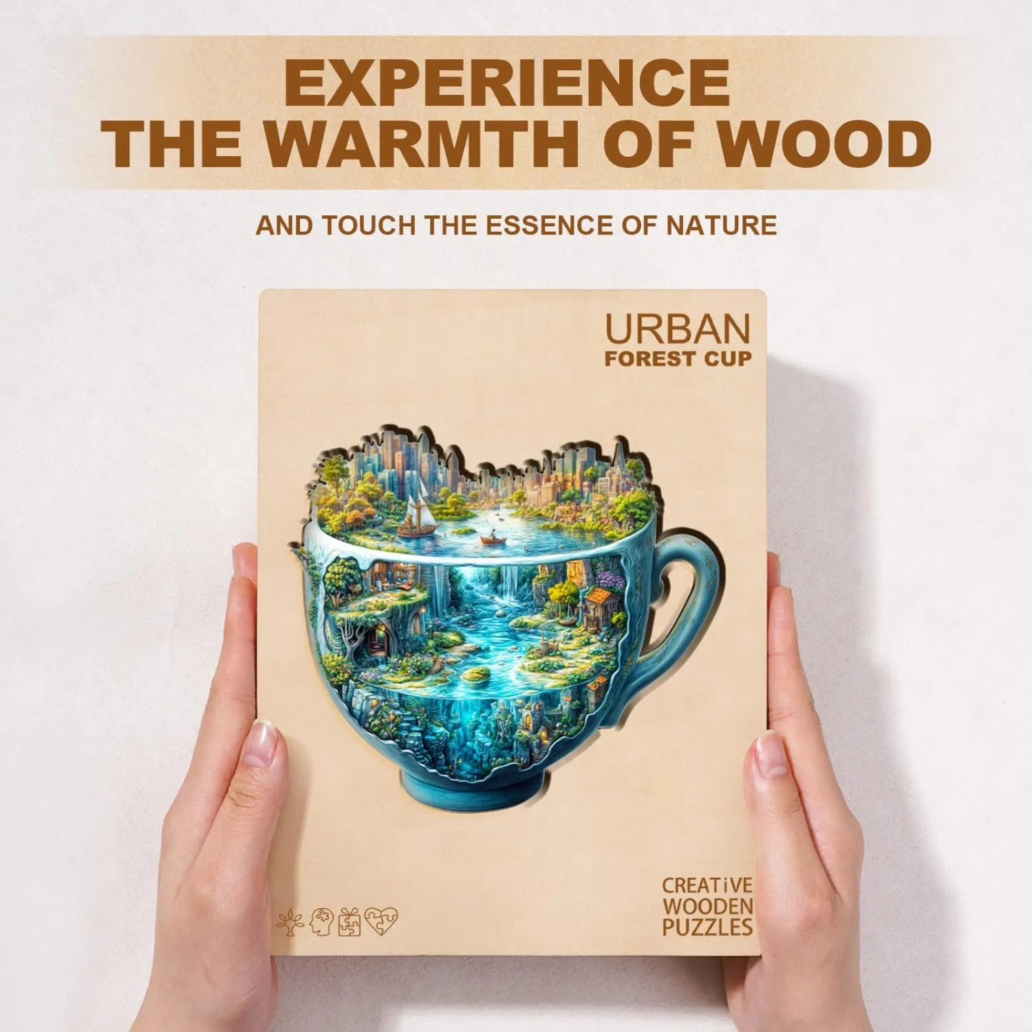 Urban Forest Cup Puzzles 145 Pieces Wood Puzzles Adults 11.4 * 9.8in Wooden Puzzles for repertory sanctimonious backlighting Mississippian Adults 