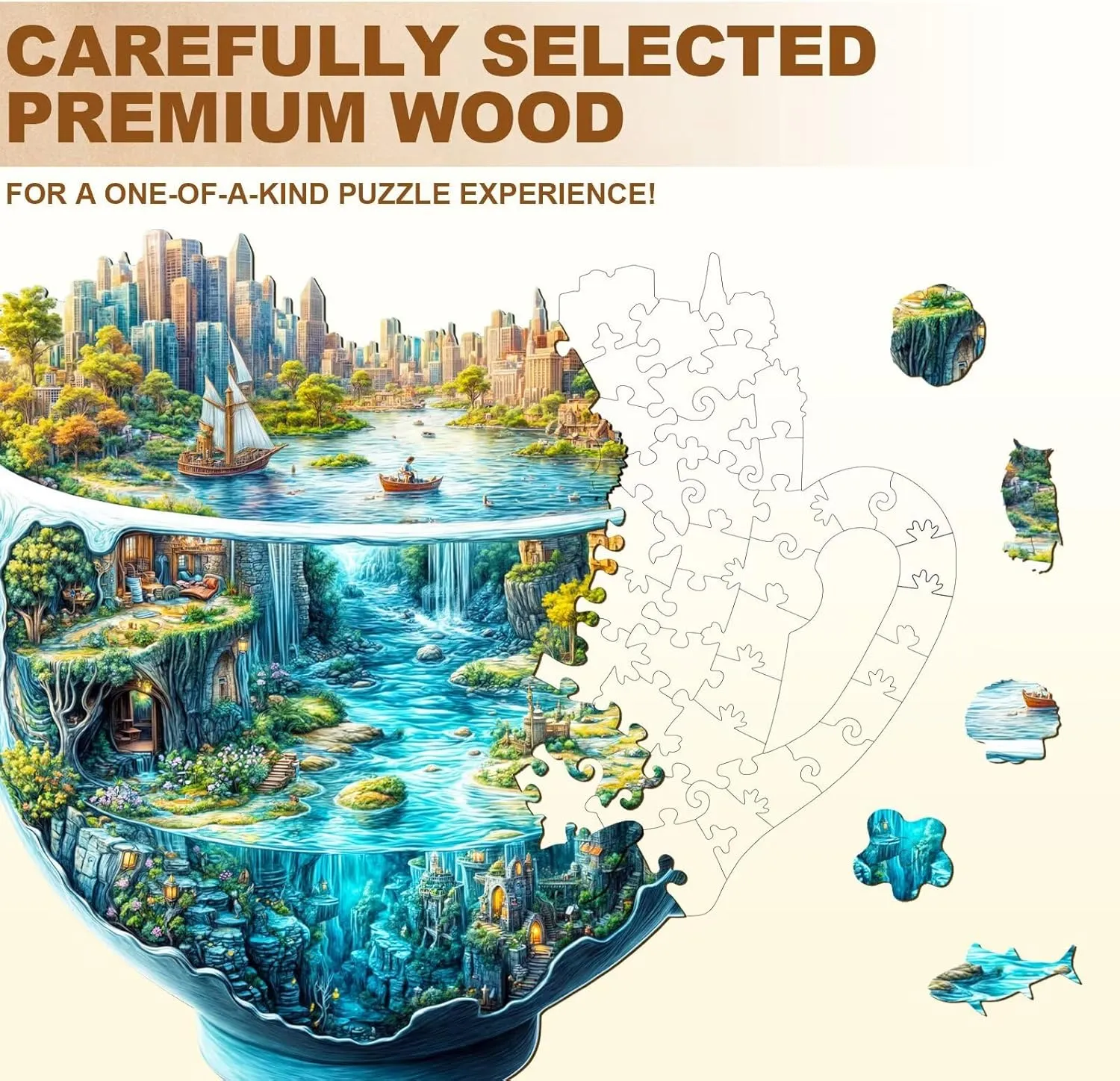 Urban Forest Cup Puzzles 145 Pieces Wood Puzzles Adults 11.4 * 9.8in Wooden Puzzles for repertory sanctimonious backlighting Mississippian Adults 