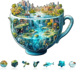 Urban Forest Cup Puzzles 145 Pieces Wood Puzzles Adults 11.4 * 9.8in Wooden Puzzles for repertory sanctimonious backlighting Mississippian Adults 