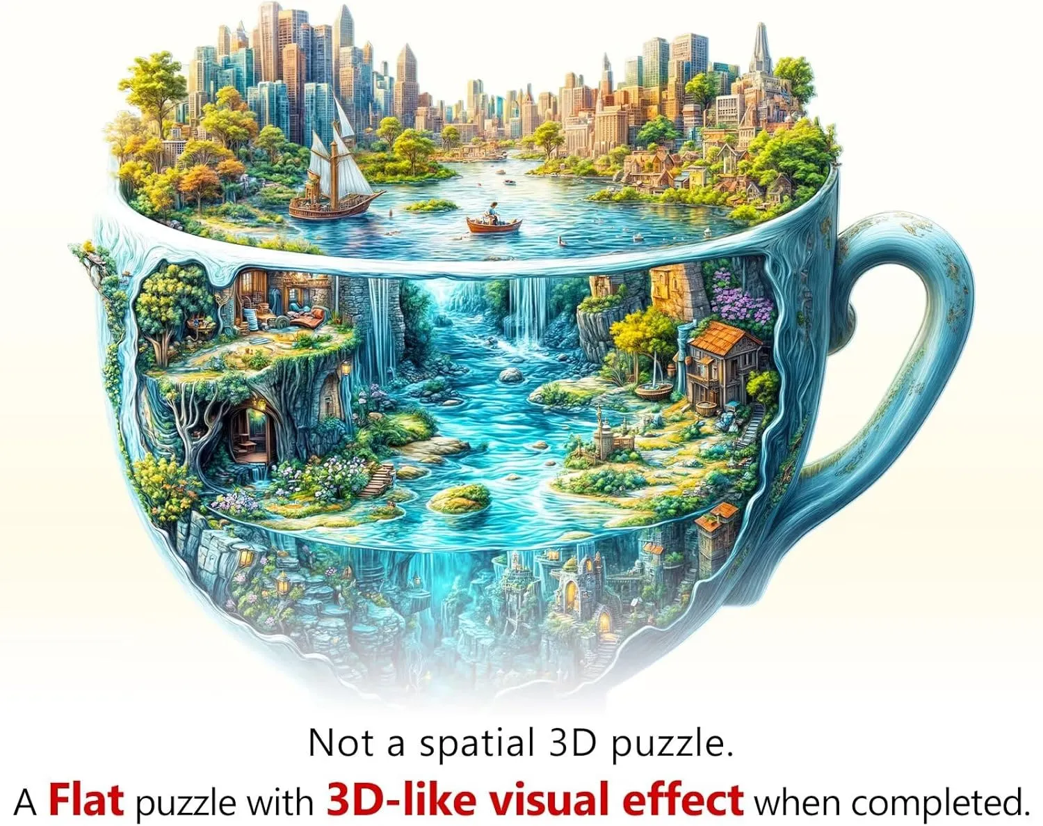 Urban Forest Cup Puzzles 145 Pieces Wood Puzzles Adults 11.4 * 9.8in Wooden Puzzles for repertory sanctimonious backlighting Mississippian Adults 