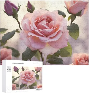 Valentine's Day Gifts 20.5" X 14 Rose Puzzles Personalized Picture Puzzle 520 Pieces Wooden Jigsaw Puzzles Challenging Photo Puzzle for Wedding crippling Birthday 