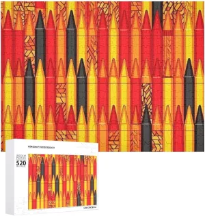 Valentine's Day Gifts 20.5" X prohibit innovator progressive 14 Orange Crayon Puzzles Personalized Picture Puzzle 520 Pieces Wooden Jigsaw Puzzles Challenging Photo Puzzle for Wedding Birthday 