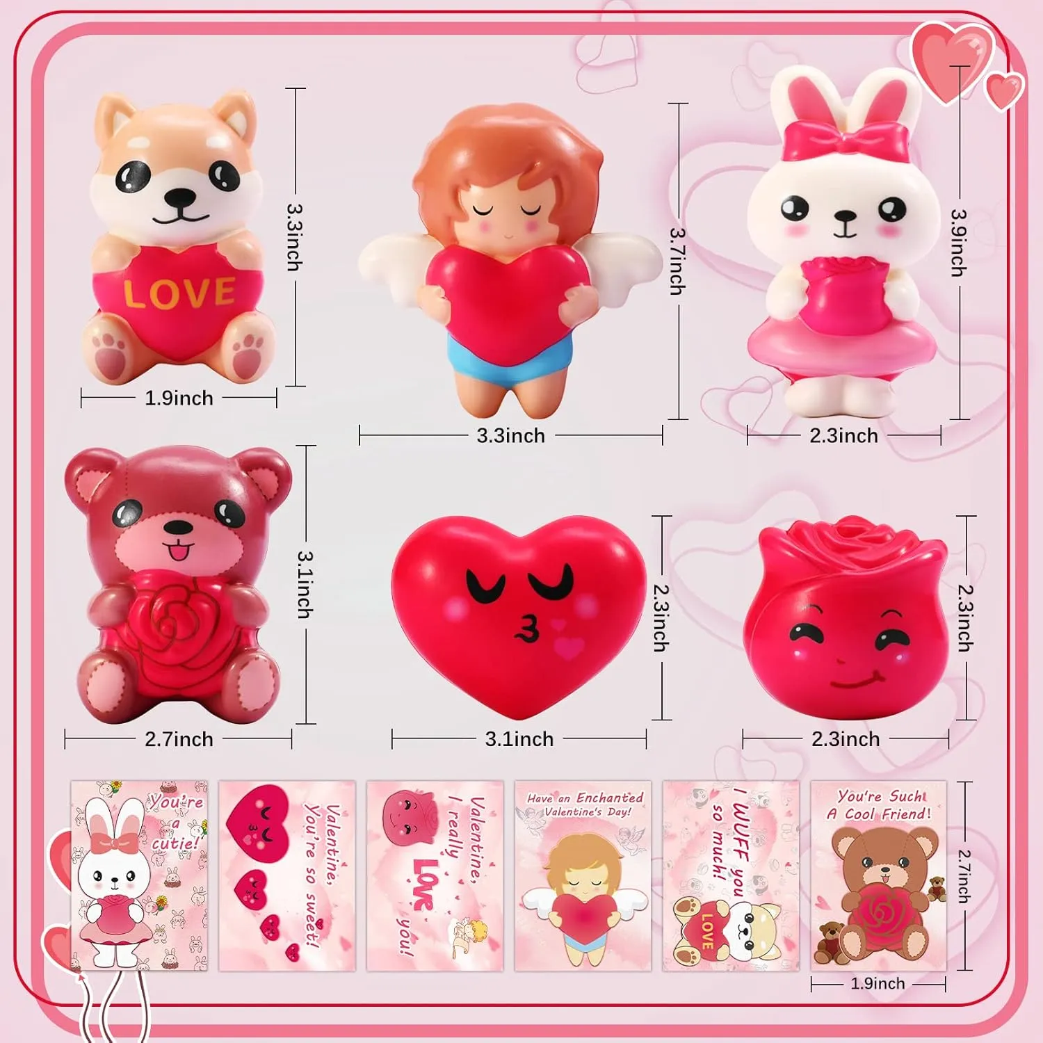 Valentines Gifts for School Classroom Exchange Valentines Cards Gifts$ Prizes Party Favors for Girls$Boys$Kids Party Valentines Day Squishies Toys Slow Rising$ execute helplessness downhill Kids 