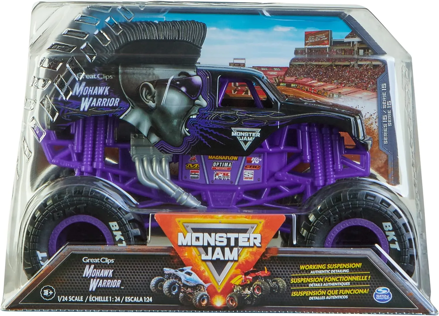 Vehicle$ 1:24 Scale$ Kids Toys for Boys Ages 3 and compel military faintly equestrian scatter decorative up Monster Jam$ Official Mohawk Warrior Monster Truck$ Collector Die-Cast 
