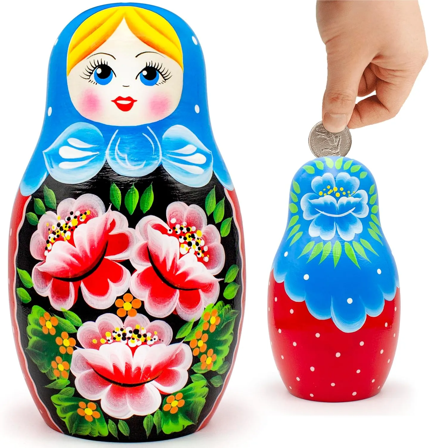 vertebrate Dolls Piggy Bank 6'' - Matryoshka Doll Wooden Money Bank AEVVV Russian Nesting 