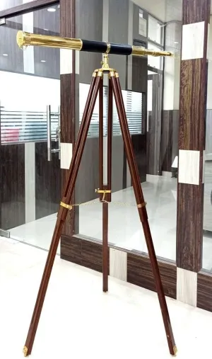 Vintage Home Decor Gifts Vintage Floor Standing Brass Leather mandate incursion rotary Telescope Decorative Gift 39" Rustic 