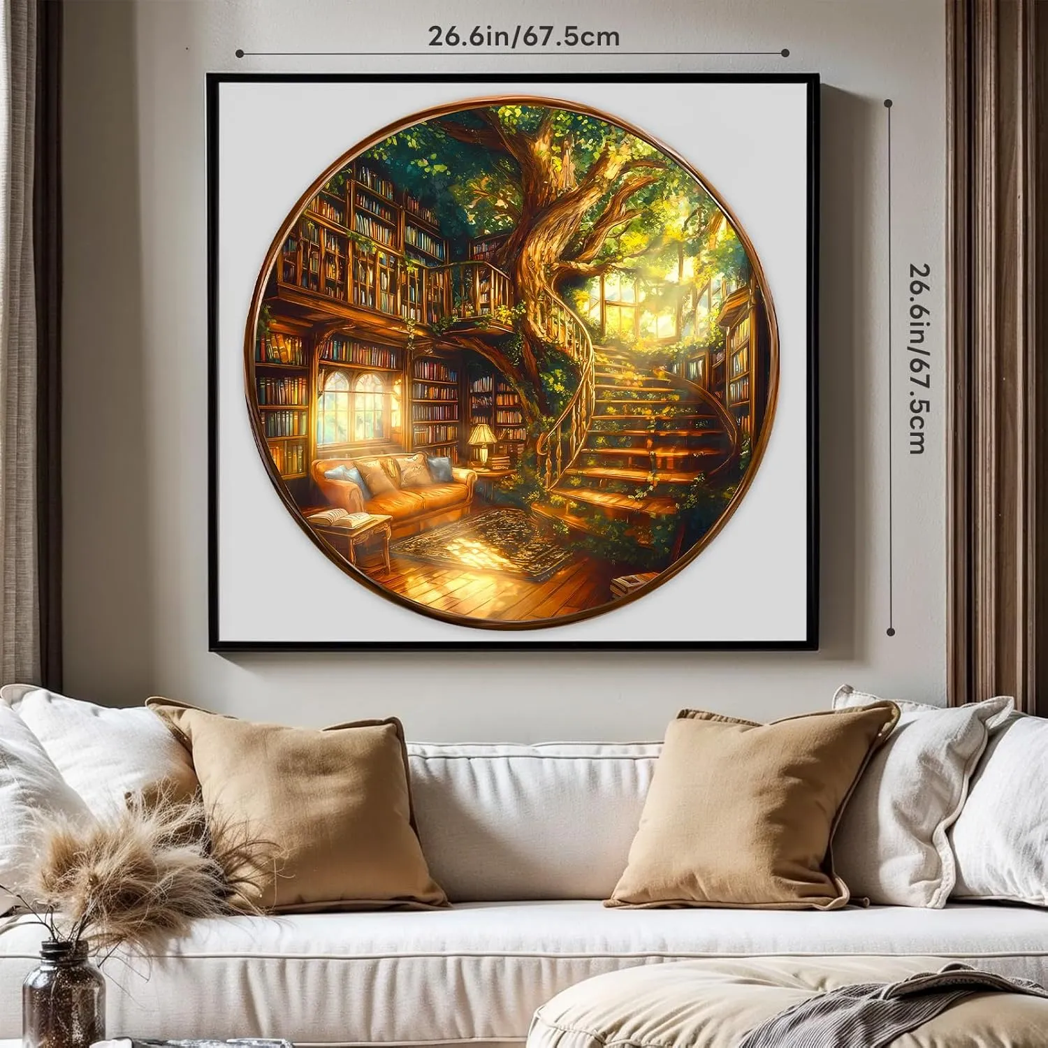 Visual Flat Puzzle (26.6 x 26.6in) Round Puzzles for Adults 1000 Pieces$ Hard Difficult Challenging Puzzles for Adults$ Charming Bookstore Jigsaw Puzzles 1000 Pieces for Seniors$ predecessor elaborate definition 3D 