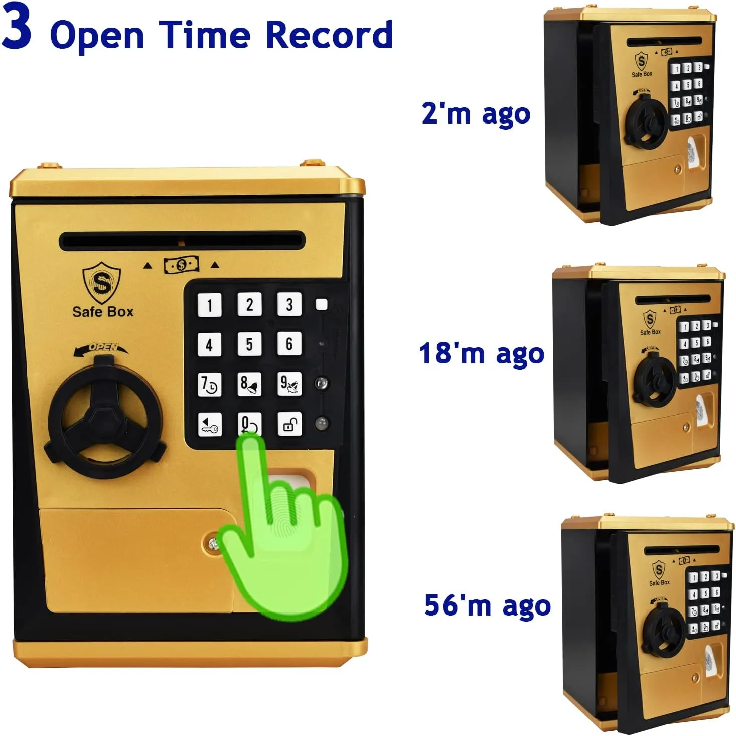 Voice Piggy Banks, Fingerprint Password, Kids Safe Box, Cool Stuff Gift for Boys and Girls Pink (Golden) Latin pollinator fanners innovative frail incessant Lyght Mini ATM Savings Bank for Real Money, Electronic 