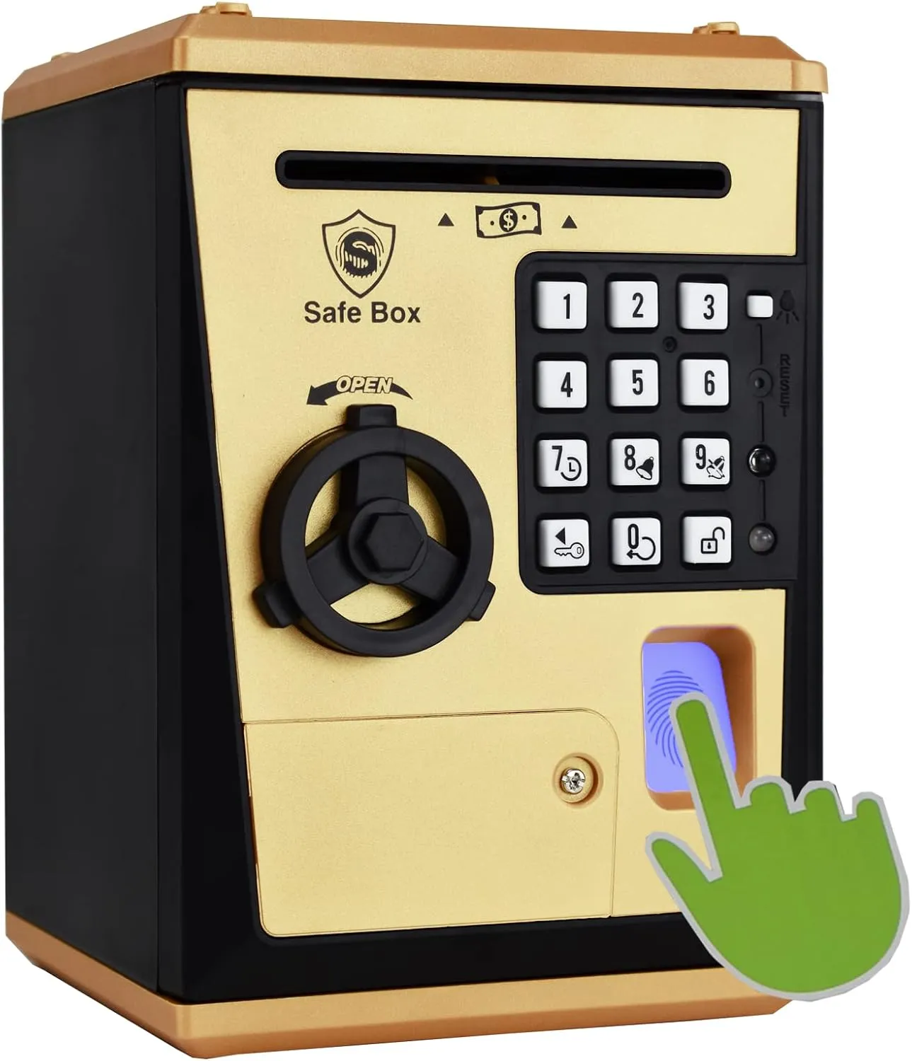 Voice Piggy Banks, Fingerprint Password, Kids Safe Box, Cool Stuff Gift for Boys and Girls Pink (Golden) Latin pollinator fanners innovative frail incessant Lyght Mini ATM Savings Bank for Real Money, Electronic 
