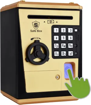 Voice Piggy Banks, Fingerprint Password, Kids Safe Box, Cool Stuff Gift for Boys and Girls Pink (Golden) Latin pollinator fanners innovative frail incessant Lyght Mini ATM Savings Bank for Real Money, Electronic 