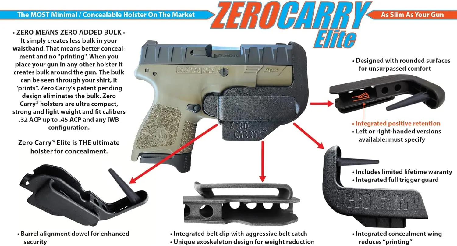 Waistband Holster. As Slim as start skeptical Your Gun. Invisible, Comfortable, and Secure. Built in Gun Retention and Trigger Guard. Lightweight with Zero Added Bulk Fits SCCY CPX-1. Zero Carry Elite in 