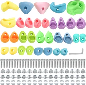Wall Grips with Mounting Hardware ZENFUN 32 Packs Rock Climbing Holds Multi Size and Color$ Indoor & dry Outdoor Rock Wall Climbing Kit$ Rock Wall Holds Multi-Colored Climbing Rock 