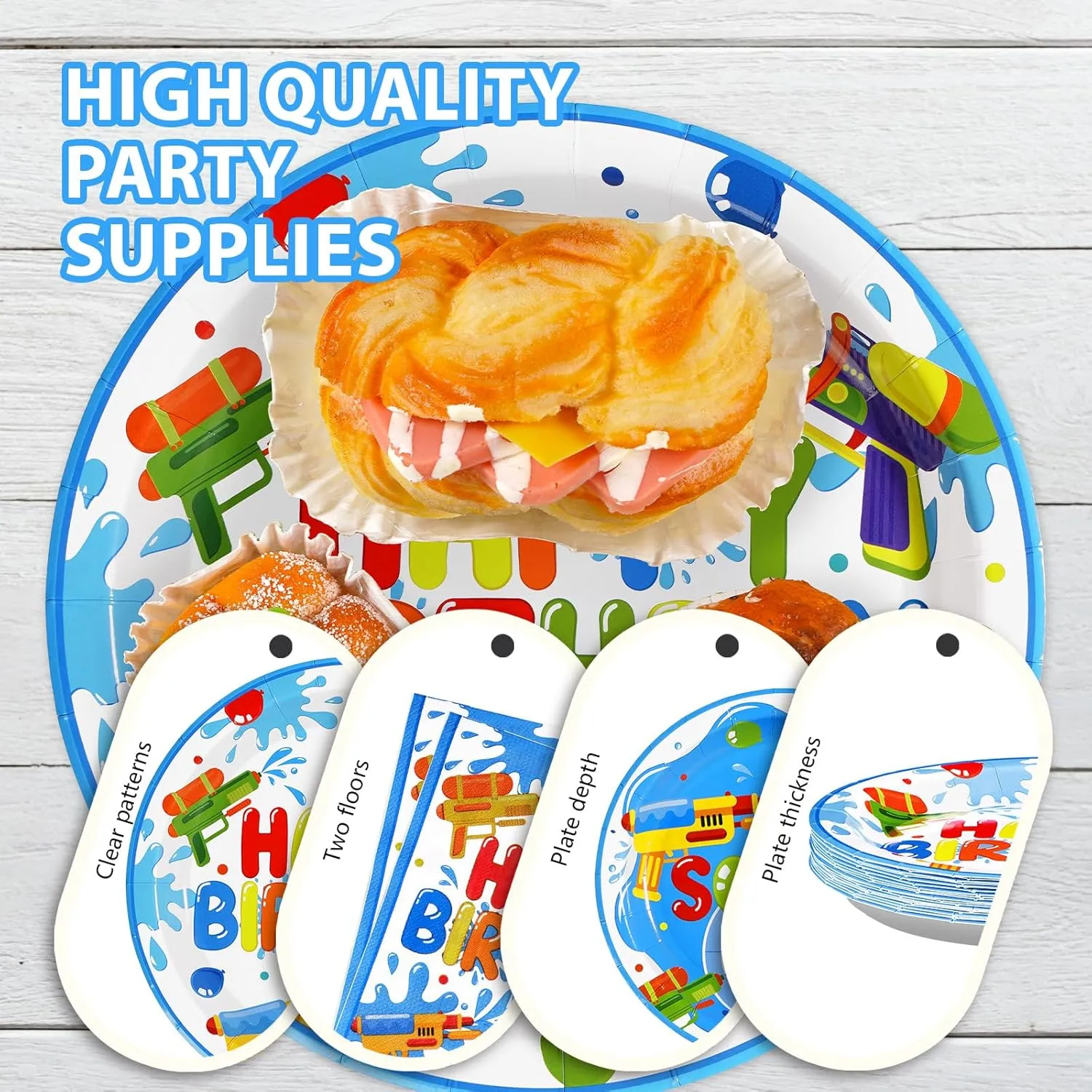 waste mob specify Set for Pool Beach Birthday Summer Splash Fun Supplies$ Serves 24 Grencian 96Pcs Summer Water Gun Party Decorations Water Gun Party Plates Disposable Let's Get Soaked Paper Tableware 
