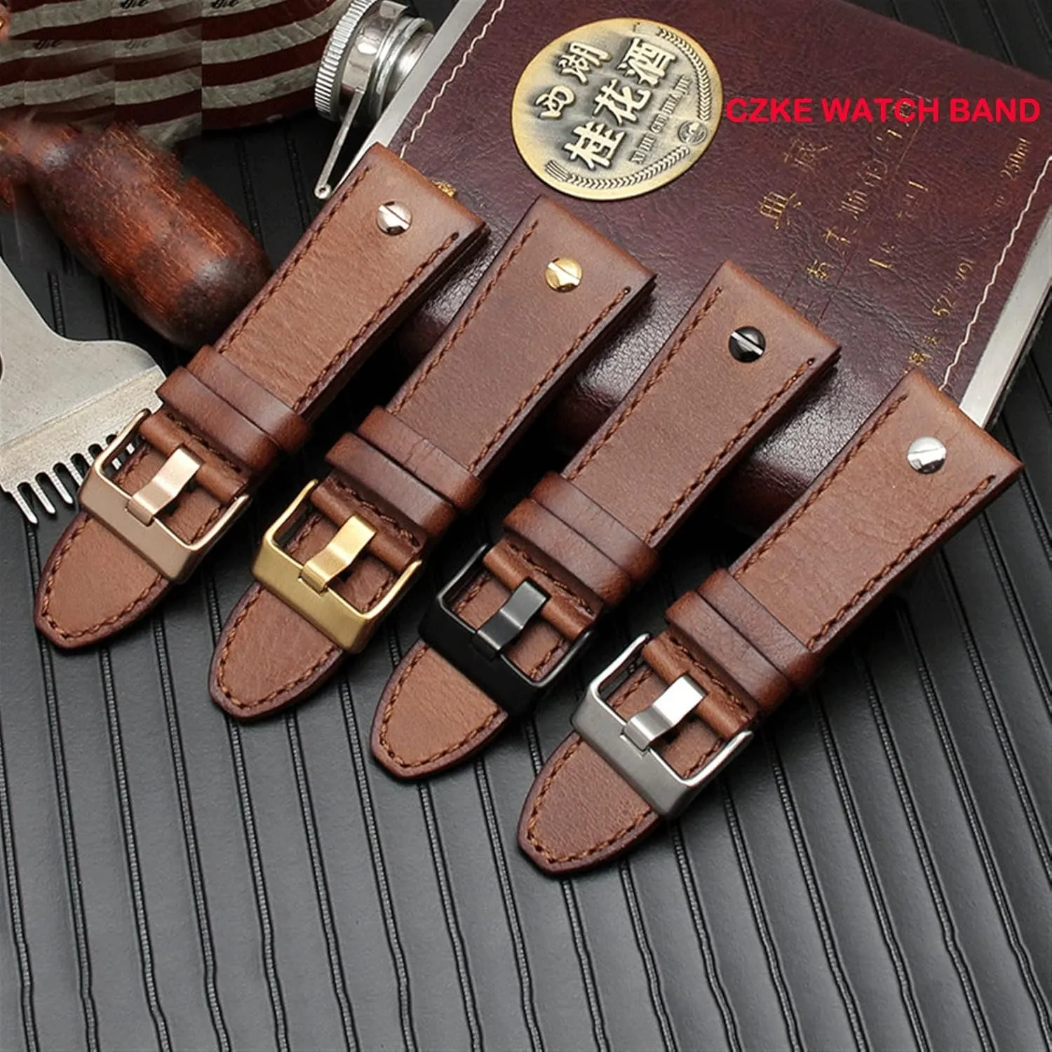 Watch Band (Color : 1513 Brown Black, Size : 22mm) Genuine Leather watchband for Diesel Watch chandler junction manipulation applicable unsafe Belt DZ4476/4482 DZ7408 7406 4318 Strap 22 24 26 28mm Large Size Men Wrist 