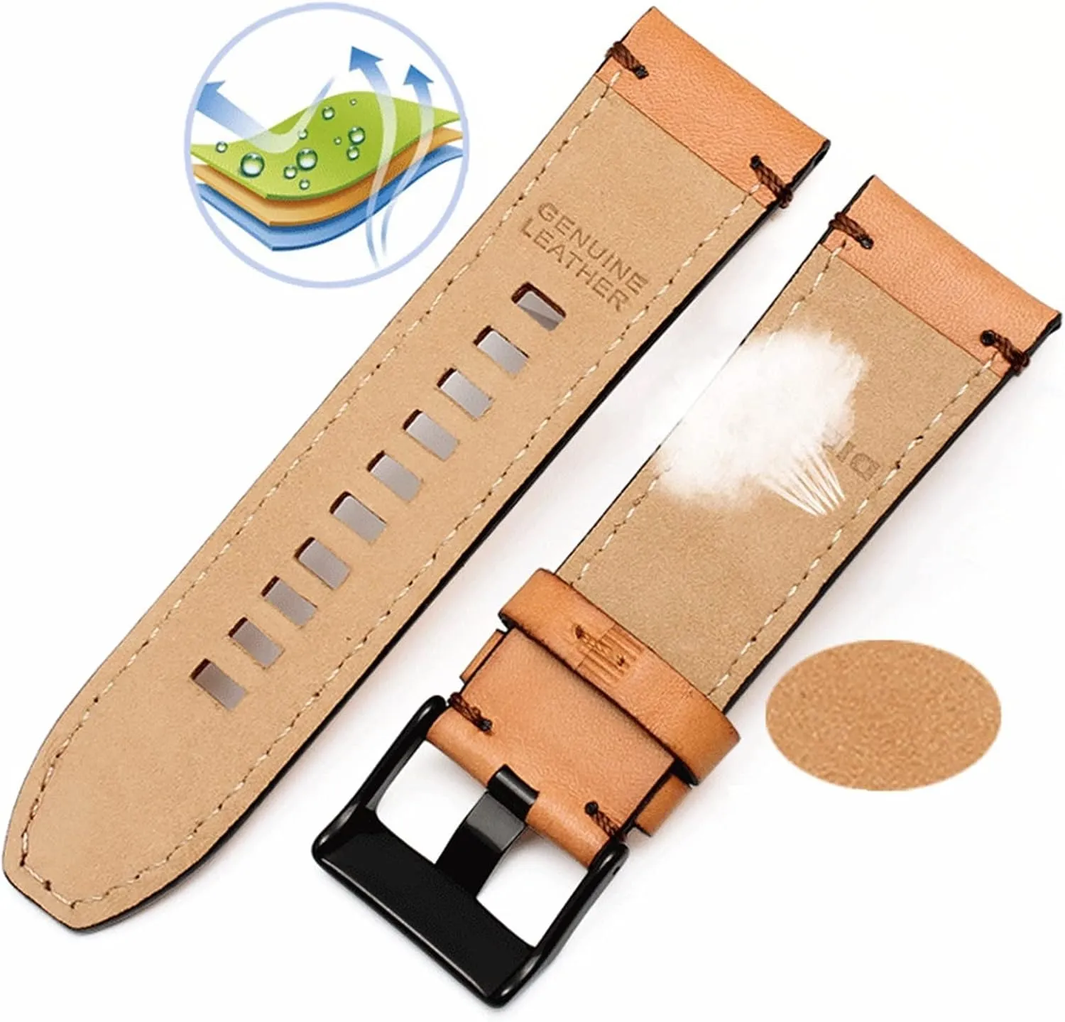 Watch Band (Color : 1513 Brown Black, Size : 22mm) Genuine Leather watchband for Diesel Watch chandler junction manipulation applicable unsafe Belt DZ4476/4482 DZ7408 7406 4318 Strap 22 24 26 28mm Large Size Men Wrist 