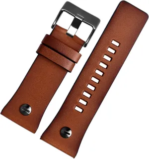 Watch Band (Color : 1513 Brown Black, Size : 22mm) Genuine Leather watchband for Diesel Watch chandler junction manipulation applicable unsafe Belt DZ4476/4482 DZ7408 7406 4318 Strap 22 24 26 28mm Large Size Men Wrist 