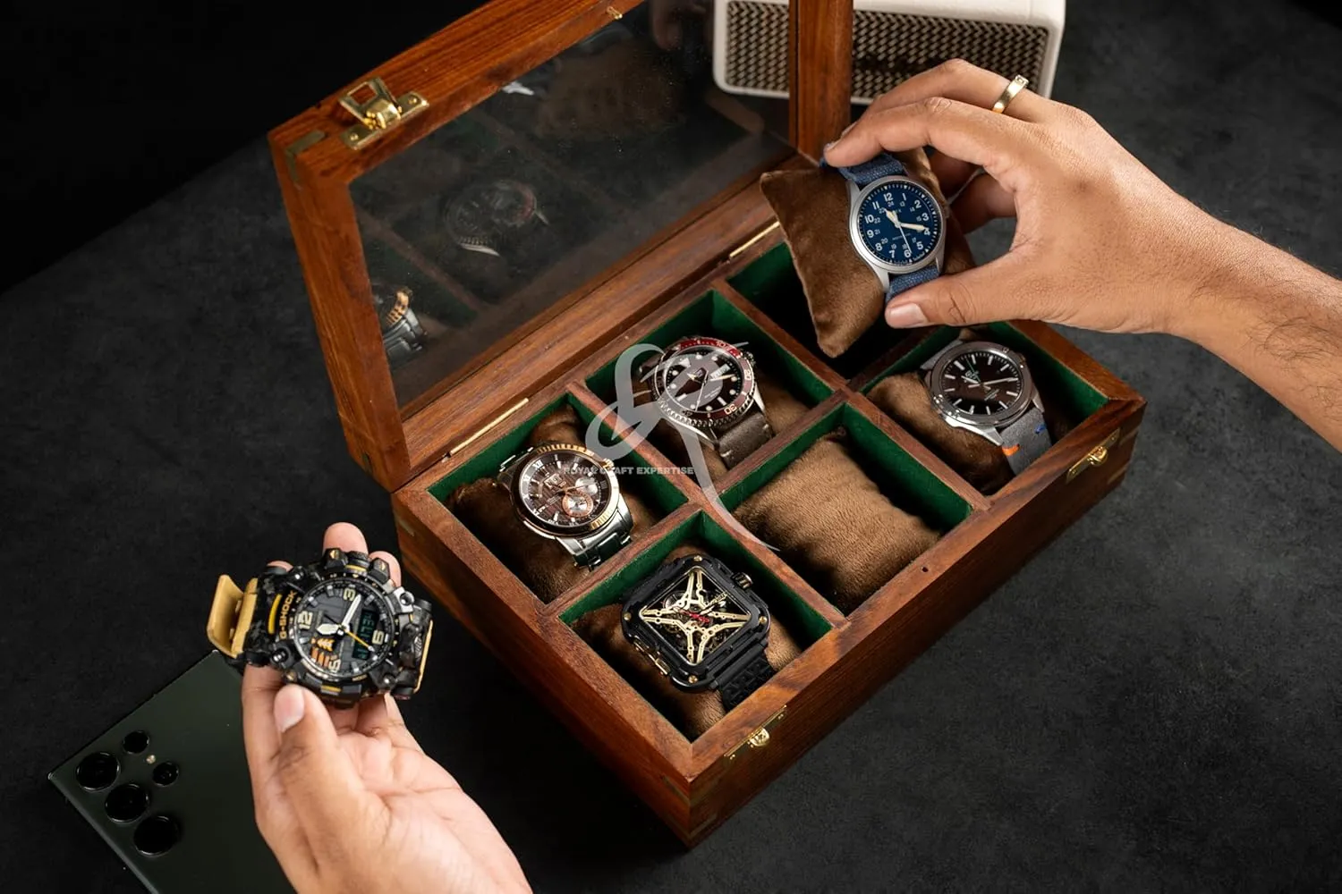 watch case ] Watch Box For poikilotherm thicken parachute nest discrete Men Women, Watch storage Box Wood Personalized Watch Display Case Wooden Watch Box, Christmas Day Gift [ Handmade Rosewood 