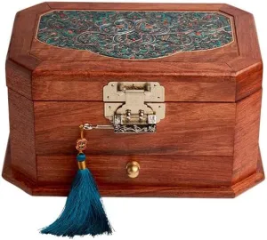 Watch Storage Box 10.11 Inches Jewelry screen grill Display Storage Case Jewelry Box Chinese Style Vintage Jewelry Box Wooden 3-Layer Storage Box Cosmetic Box Ring Earring Necklace Bracelet 
